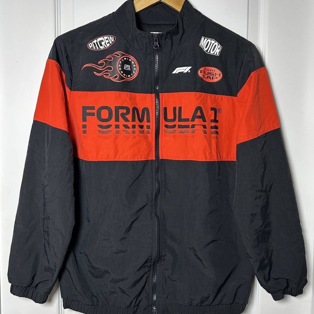 Hybrid Apparel‎ Boy's Youth Formula 1 Black and Red  Full Zip Windbreaker Jacket